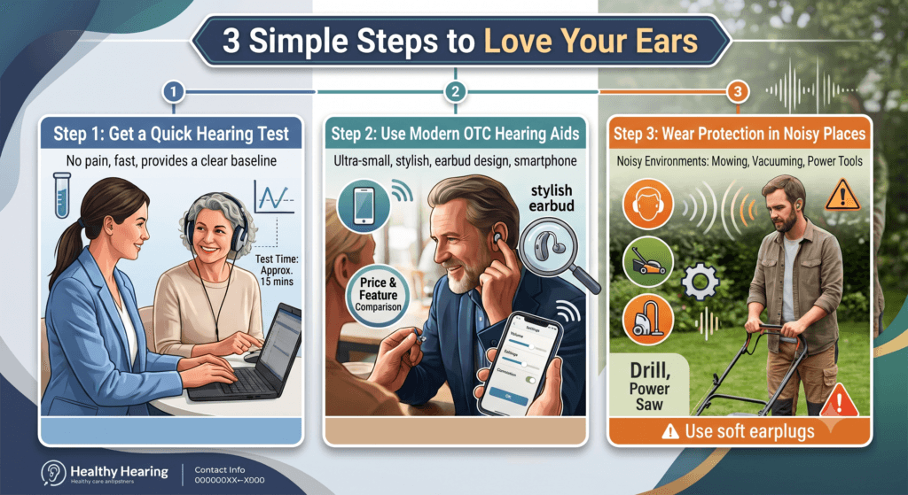 infographic 3 easy way save your ear, hearing aids